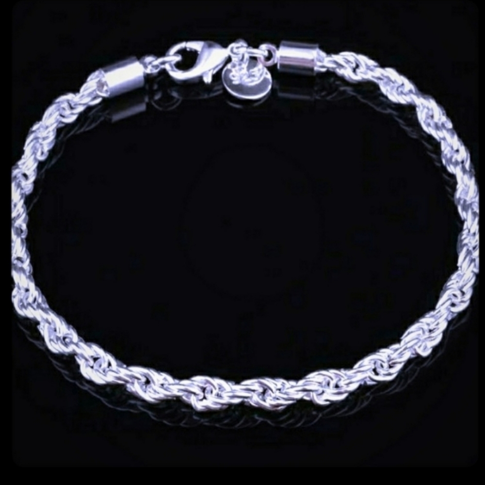 Silver twisted rope bracelet